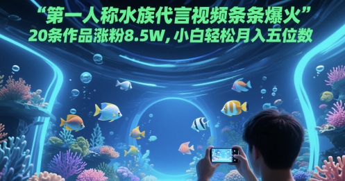 第一人称水族代言视频条条爆火，20条作品涨粉8.5W，小白轻松月入五位数-网创猫