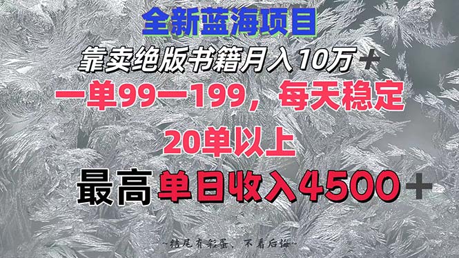 （12512期）靠卖绝版书籍月入10W+,一单99-199，一天平均20单以上，最高收益日入4500+-网创猫