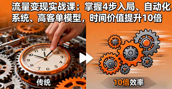 流量变现实战课：掌握4步入局、自动化系统、高客单模型，时间价值提升10倍-网创猫
