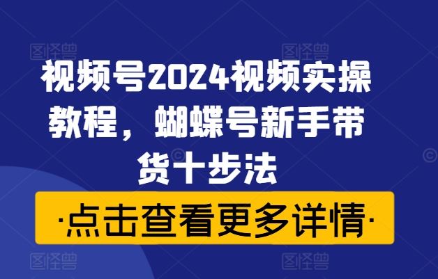视频号2024视频实操教程，蝴蝶号新手带货十步法-网创猫