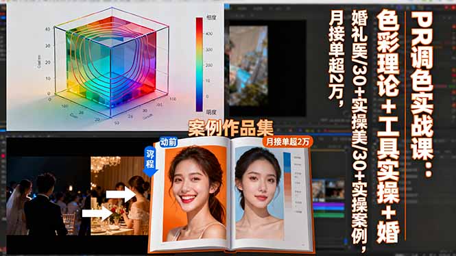 PR调色实战课：色彩理论+工具实操+婚礼医美/30+实操案例，月接单超2万-网创猫
