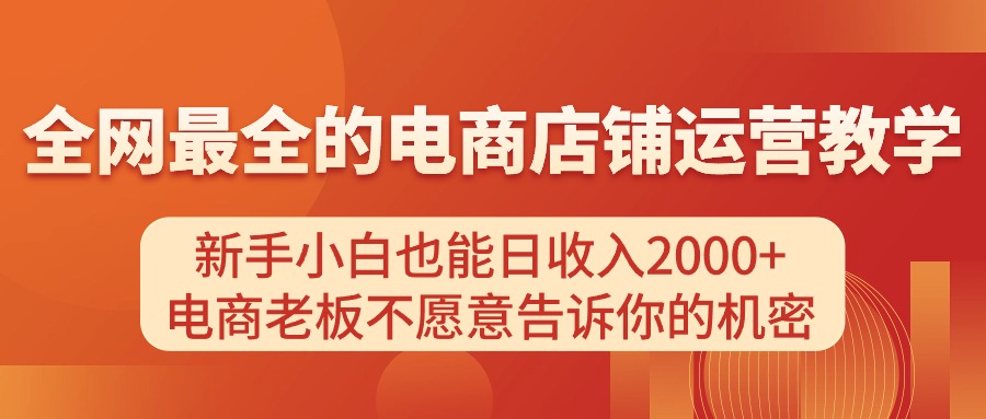 （11266期）电商店铺运营教学，新手小白也能日收入2000+，电商老板不愿意告诉你的机密-网创猫