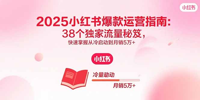 2025小红书爆款运营指南：38个独家流量秘笈，快速掌握从冷启动到月销5万+-网创猫
