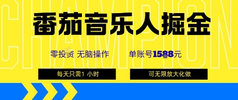 番茄音乐人掘金，单账号最高可撸1k+，可无限矩阵去做，零投入-网创猫