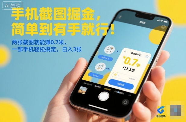 手机截图掘金，简单到有手就行！两张截图就能賺0.7米，一部手机轻松搞定，日入3张-网创猫