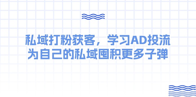 （10728期）某收费课：私域打粉获客，学习AD投流，为自己的私域囤积更多子弹-网创猫
