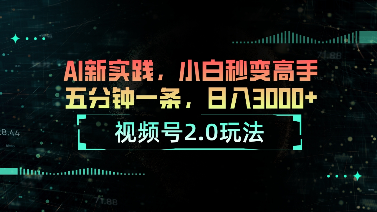 （10888期）视频号2.0玩法 AI新实践，小白秒变高手五分钟一条，日入3000+-网创猫