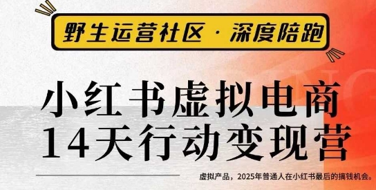 小红书虚拟电商14天变现训练营3.0，​虚拟产品，2025年普通人在小红书最后的搞钱机会-网创猫