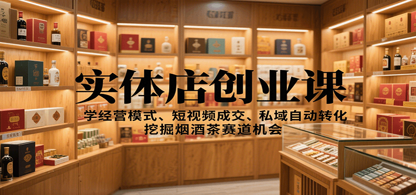 实体店创业课：学经营模式、短视频成交、私域自动转化，挖掘烟酒茶赛道机会-网创猫