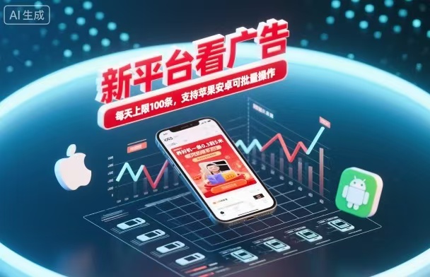 新台看广告，养好机一条5毛到5块，单机日入30到100，支持苹果安卓，可批量操作。-网创猫