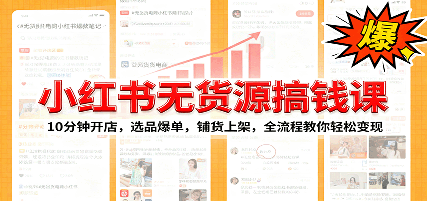 小红书无货源爆单课：10分钟开店，选品爆单，铺货上架，全流程教你轻松变现-网创猫