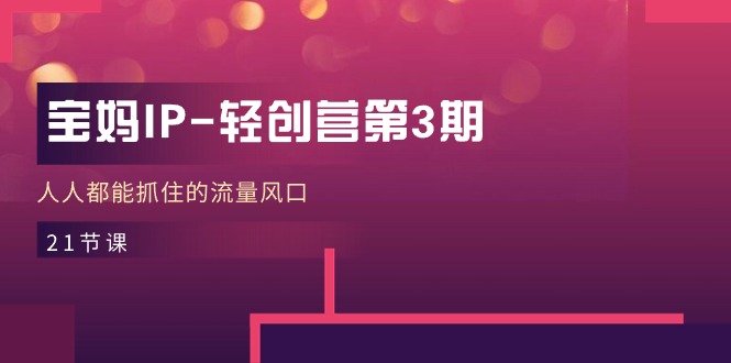 （11042期）宝妈IP-轻创营第3期，人人都能抓住的流量风口（21节课）-网创猫