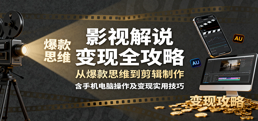 影视解说变现全攻略：从爆款思维到剪辑制作，含手机电脑操作及变现实用技巧-网创猫