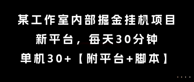 某工作室内部掘金挂G项目，新平台，每天30分钟，单机30+-网创猫