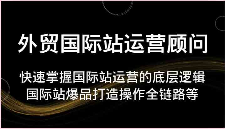 外贸国际站运营顾问-快速掌握国际站运营的底层逻辑，国际站爆品打造操作全链路等-网创猫