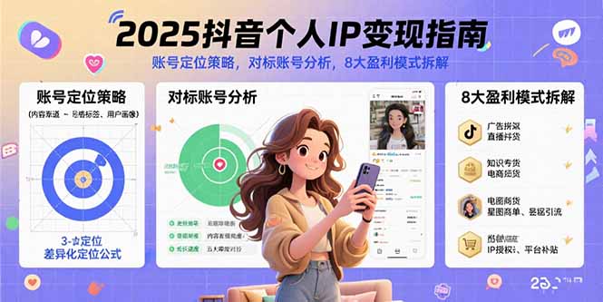 2025抖音个人IP变现指南，账号定位策略，对标账号分析，8大盈利模式拆解-网创猫