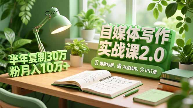 自媒体写作实战课2.0，爆款标题、内容结构、IP打造，半年复制30万粉月入10万+-网创猫