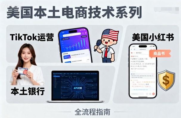 美国本土电商技术，Tiktok 运营篇+美国小红书篇+本土银行篇-网创猫