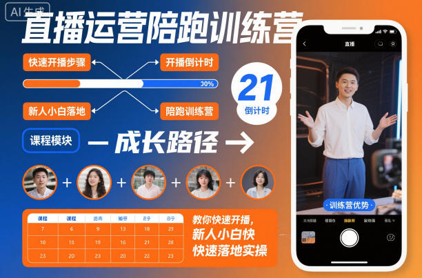 直播运营陪跑训练营，教你快速开播，新人小白快速落地实操-网创猫