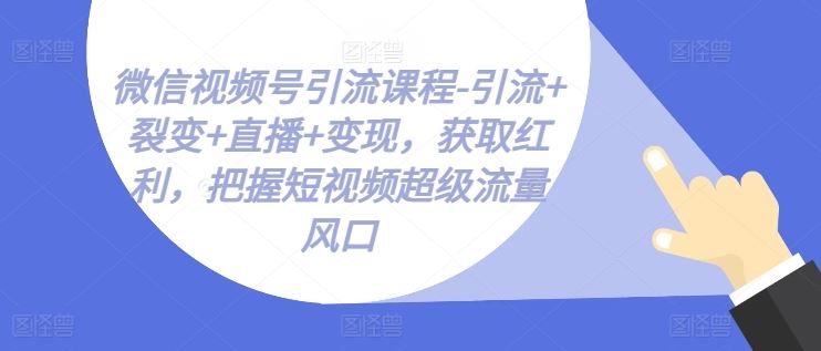 微信视频号引流课程-引流+裂变+直播+变现,获取红利,把握短视频超级流量风口-网创猫