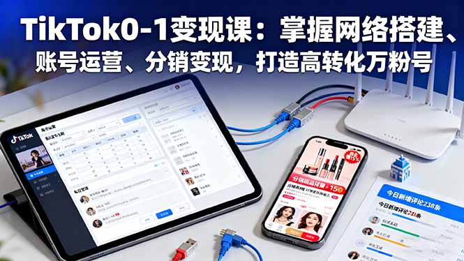 TikTok0-1变现课：掌握网络搭建、账号运营、分销变现，打造高转化万粉号-网创猫