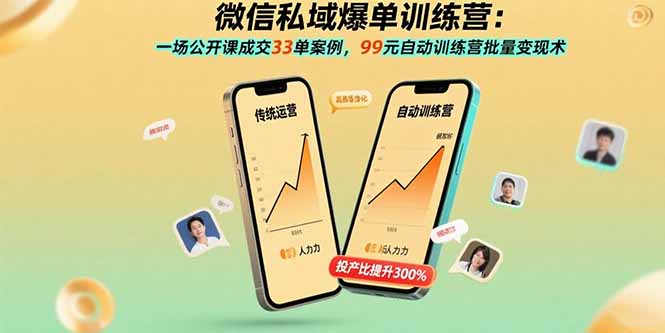 微信私域爆单训练营：一场公开课成交33单案例，99元自动训练营批量变现术-网创猫