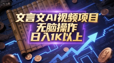 文言文AI视频项目，无脑操作，日入1K以上-网创猫