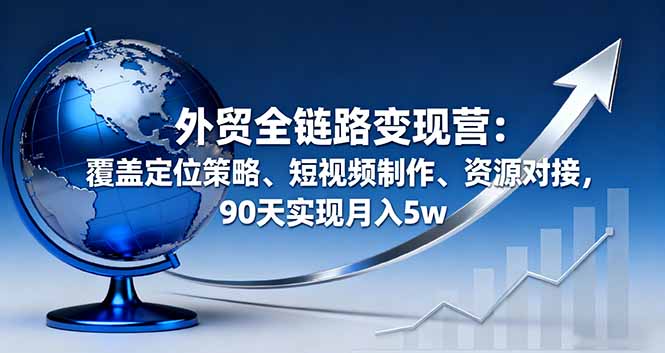 外贸全链路变现营：覆盖定位策略、短视频制作、资源对接，90天实现月入5w-网创猫