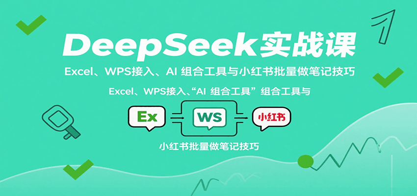 DeepSeek实战课：Excel、WPS接入、AI 组合工具与小红书批量做笔记技巧-网创猫