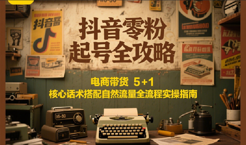 抖音零粉起号全攻略：电商带货 5+1 核心话术搭配自然流量全流程实操指南-网创猫