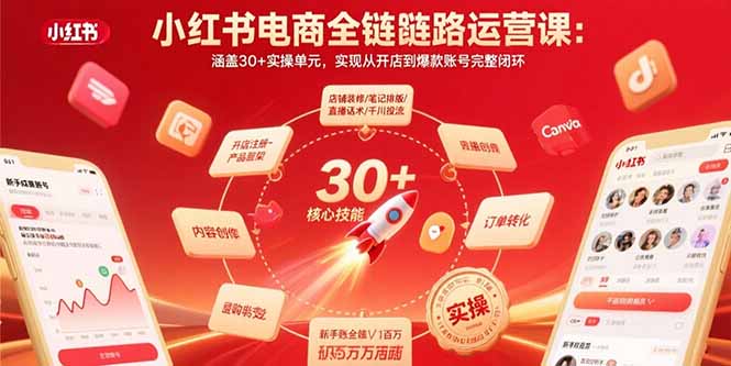 小红书电商全链路运营课：涵盖30+实操单元，实现从开店到爆款账号完整闭环-网创猫