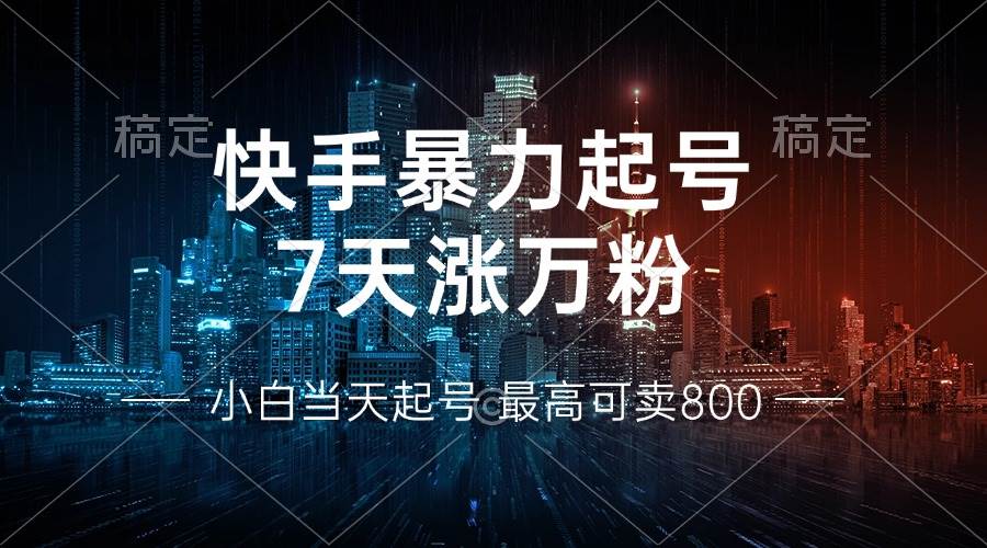 （13142期）快手暴力起号，7天涨万粉，小白当天起号 多种变现方式，账号回收，单月…-网创猫