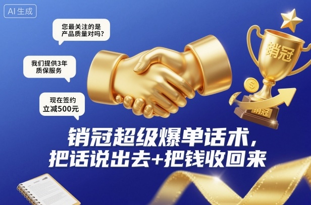 销冠超级爆单话术，把话说出去+把钱收回来-网创猫