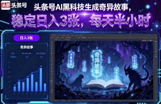 头条号AI黑科技生成奇异故事，稳定日入3张，每天半小时-网创猫