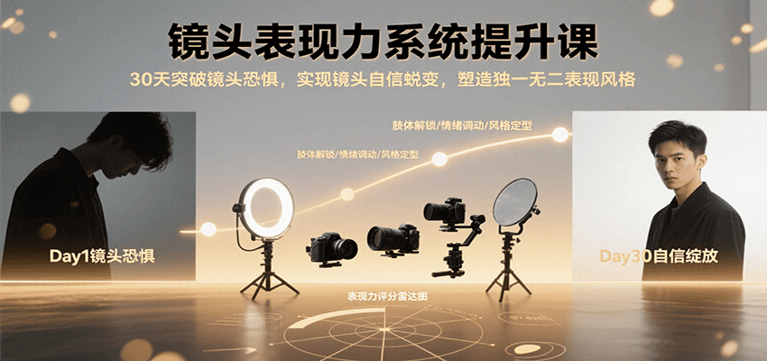 镜头表现力系统提升课，30天突破镜头恐惧实现自信蜕变，塑造独一无二表现风格-网创猫