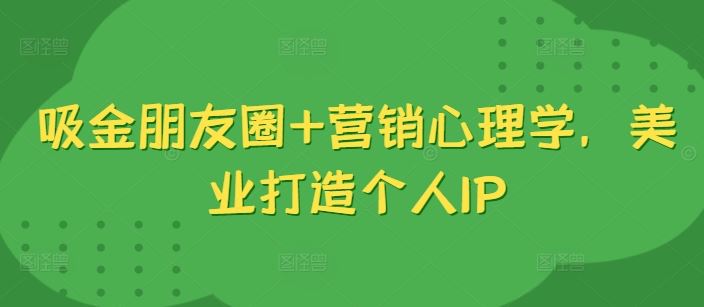 吸金朋友圈+营销心理学，美业打造个人IP-网创猫