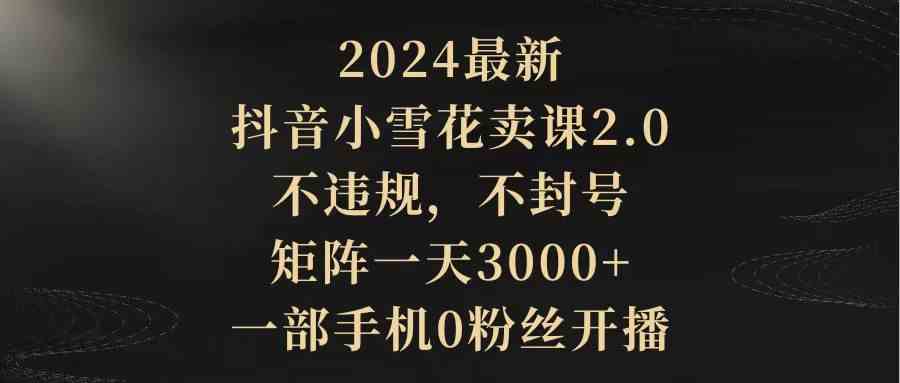 （9639期）2024最新抖音小雪花卖课2.0 不违规 不封号 矩阵一天3000+一部手机0粉丝开播-网创猫