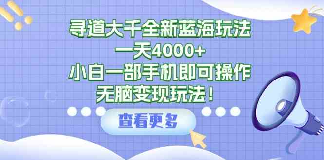 （9479期）寻道大千全新蓝海玩法，一天4000+，小白一部手机即可操作，无脑变现玩法！-网创猫