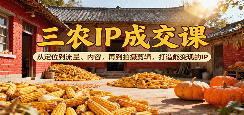 三农IP成交课：从定位到流量、内容，再到拍摄剪辑，打造能变现的IP-网创猫