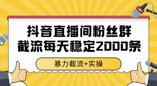 抖音直播间粉丝群暴力截流,一台电脑每天稳定2000条数据,暴力截流+实操-网创猫