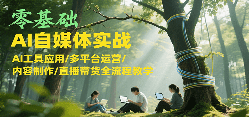 零基础AI自媒体实战，AI工具应用/多平台运营/内容制作/直播带货全流程教学-网创猫