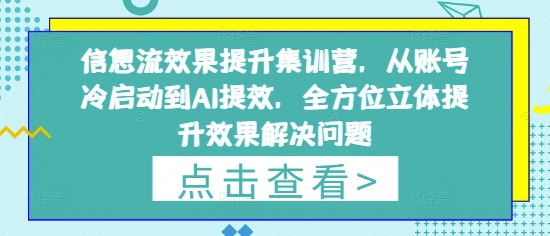 信息流效果提升集训营,从账号冷启动到AI提效,全方位立体提升效果解决问题-网创猫