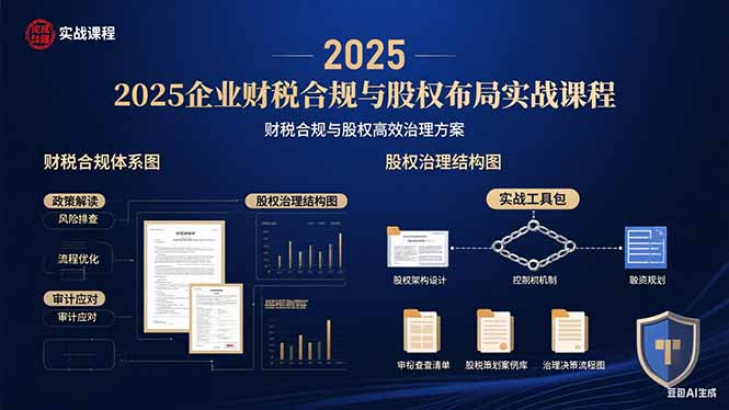 2025企业财税合规与股权布局的实战课程：财税合规与股权高效治理方案-网创猫