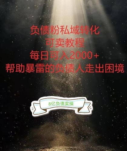 负债粉掘金计划，帮助负债者解决问题，债务规划，债务重组，最好的变现方式【揭秘】-网创猫