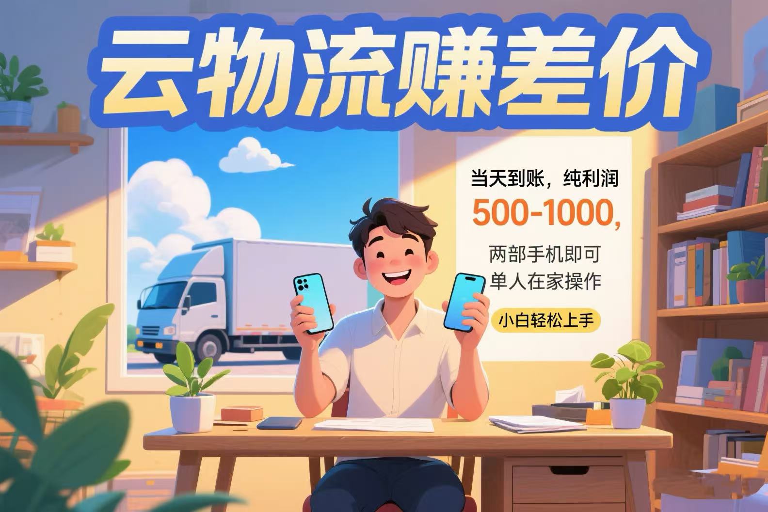 云物流赚差价 当天到账纯利润500-1000 两部手机即可 可单人在家操作 小…-网创猫