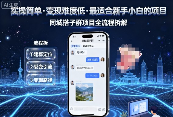 实操简单，变现难度低，最适合新手小白做的项目，每天轻松收入3张，同城搭子群项目全流程拆解-网创猫