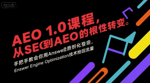 AEO 1.0 课程,从SEO到AE0的基命性转变,手把手教会你用AnswerEngineOptimization技术抢回流量(更新)-网创猫