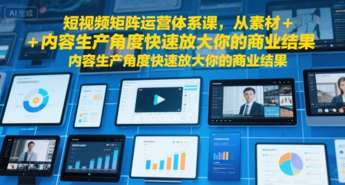 短视频矩阵运营体系课，从素材+内容生产角度快速放大你的商业结果-网创猫