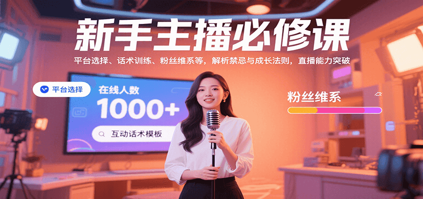 新手主播必修课：平台选择、话术训练、粉丝维系等，解析禁忌与成长法则，突破直播能力-网创猫