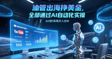 油管出海挣美金，全部通过AI自动化实操，从0到1实现月入过W-网创猫